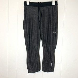 Nike Womens Medium Leggings Cropped Black Grey Pocket Dri Fit